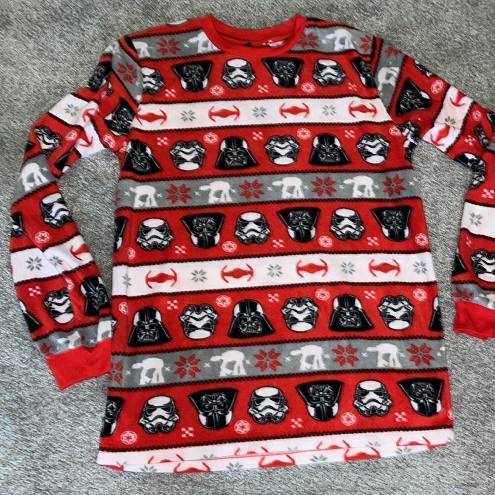 Star Wars Winter Holiday Darth Vader Snow Cozy Fleece Lounge Pajama Top Shirt XL